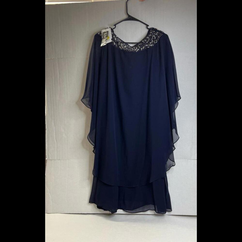 Xscape Navy Blue Flowy‎ Dress Sz 16W